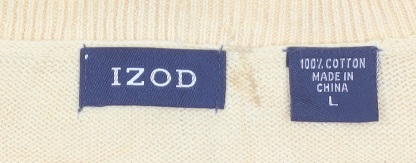 IZOD Men's Yellow Argyle Cotton Golf Vest Jumper Size L
