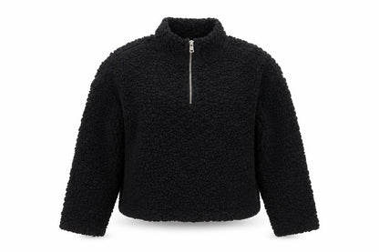 New Look Womens Black Fleece 1/4 Zip Pullover Sweatshirt Size M