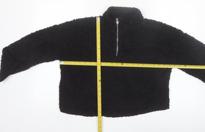 New Look Womens Black Fleece 1/4 Zip Pullover Sweatshirt Size M