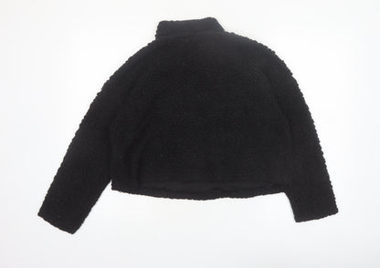 New Look Womens Black Fleece 1/4 Zip Pullover Sweatshirt Size M