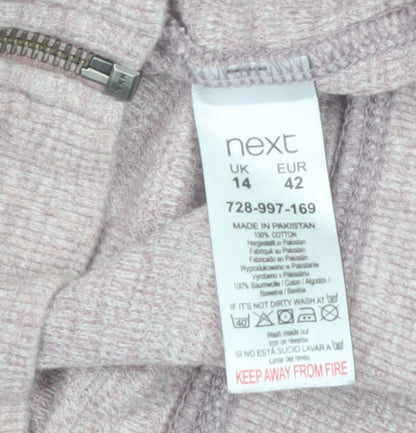 Next Women Pink Full Zip Hoodie Size 14 Cotton Casual