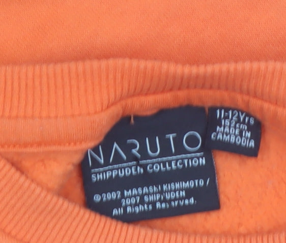Naruto Shippuden Boys Orange Graphic Crew Neck Pullover Sweatshirt 11-12 Years