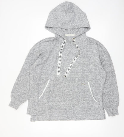 River Island Womens Grey Pullover Hoodie Size S with Logo Drawstring