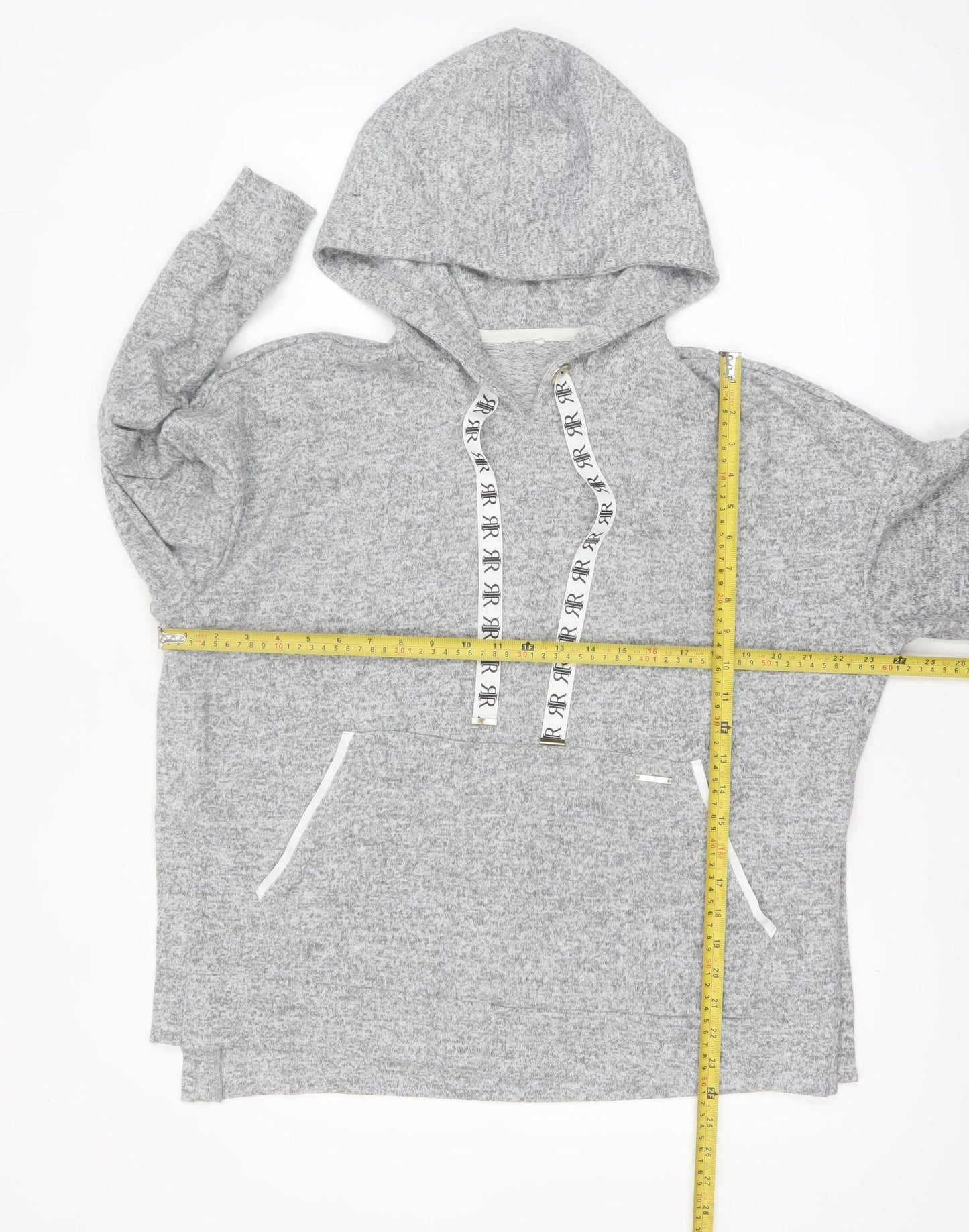 River Island Womens Grey Pullover Hoodie Size S with Logo Drawstring