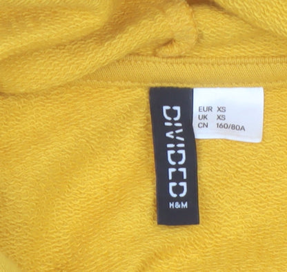 H&M Divided Women's Yellow USA Cropped Hoodie XS Cotton