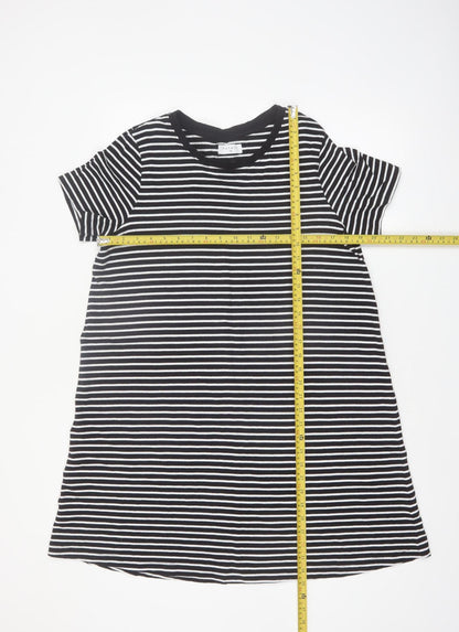 Papaya Womens Black White Stripe Cotton T-Shirt Dress Size 14