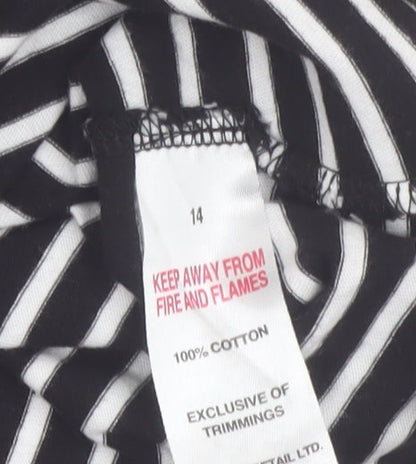 Papaya Womens Black White Stripe Cotton T-Shirt Dress Size 14