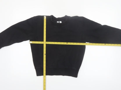 Uniqlo Women Black Cotton Blend Pullover Sweatshirt Size S