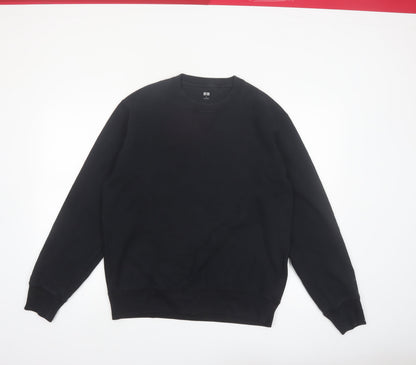 UNIQLO Men's Black Medium Crew Neck Pullover Fleece Sweatshirt