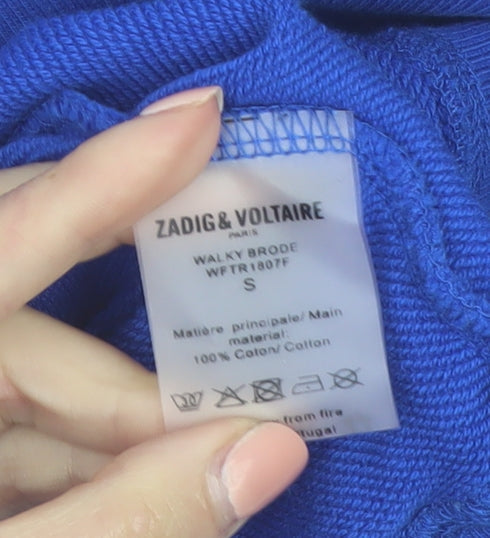 Zadig & Voltaire Women's Blue Small Cotton Pullover Sweatshirt