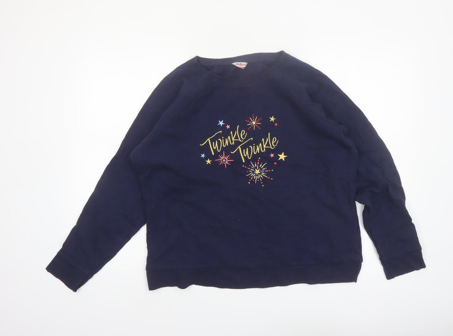 Cath Kidston Women's Navy Blue Pullover Sweatshirt L Twinkle Embroidered Cotton