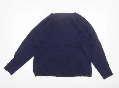Cath Kidston Women's Navy Blue Pullover Sweatshirt L Twinkle Embroidered Cotton