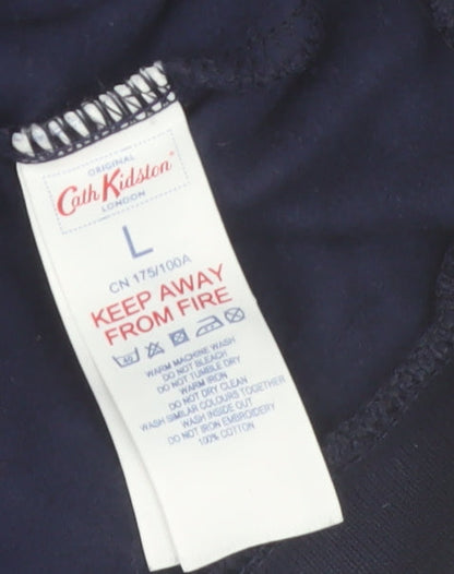 Cath Kidston Women's Navy Blue Pullover Sweatshirt L Twinkle Embroidered Cotton