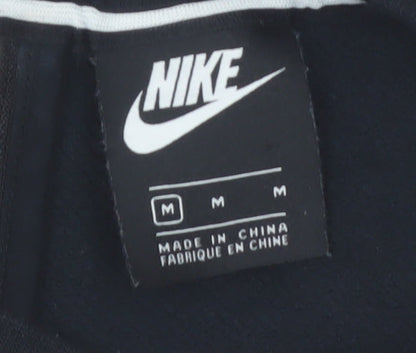 Nike Air Women's Black Cropped Sweatshirt M Full Zip Metallic Logo