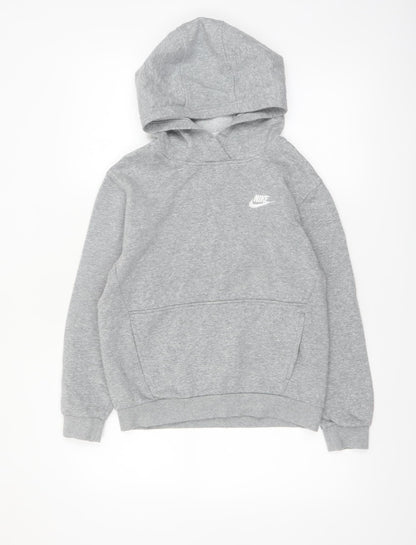 Nike Boys Grey Pullover Hoodie Size L 147-158cm Cotton Blend