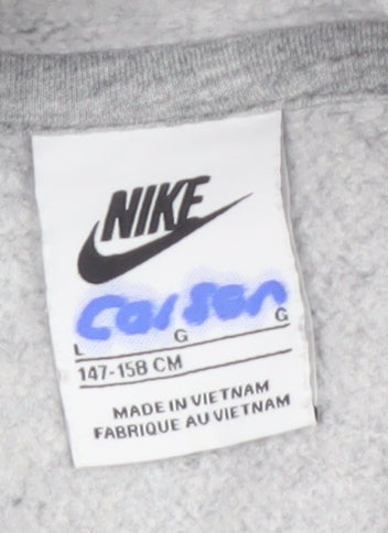 Nike Boys Grey Pullover Hoodie Size L 147-158cm Cotton Blend