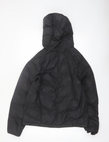 Nike Boys Black XL Hooded Puffer Jacket Winter Lined Zip Coat