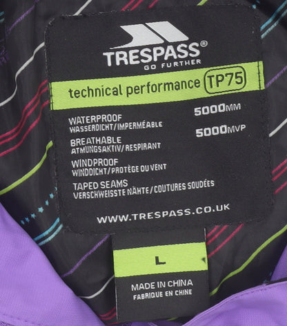 Trespass Womens Purple Ski Jacket L Waterproof Hooded Winter Coat