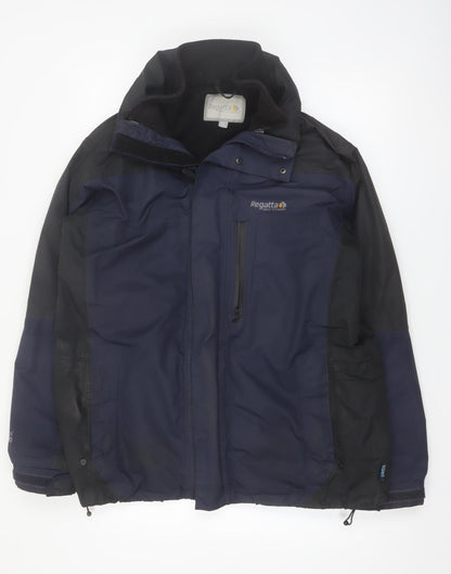 Regatta Mens Blue L Waterproof Hooded Parka Jacket Lined Outdoor Coat Size L 42in