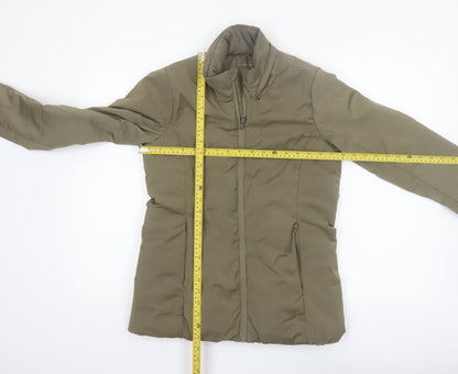 Oysho Women’s Green Puffer Jacket Size 8 Lightweight Full Zip