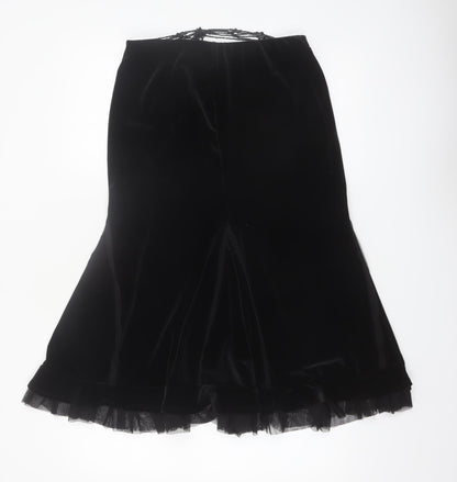 Principles Women’s Black Velvet Beaded Flare Midi Skirt Size 10