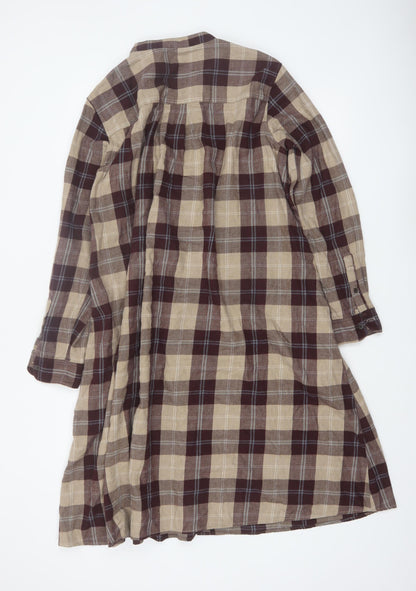 Uniqlo Women's Beige Check Flannel Shirt Dress XL