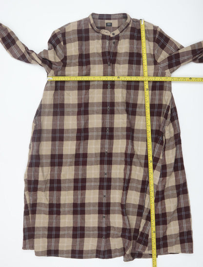 Uniqlo Women's Beige Check Flannel Shirt Dress XL