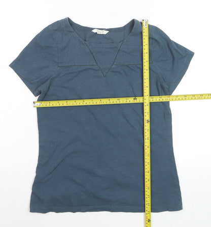White Stuff Women's Blue Cotton Short Sleeve T-Shirt Size 10