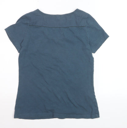 White Stuff Women's Blue Cotton Short Sleeve T-Shirt Size 10