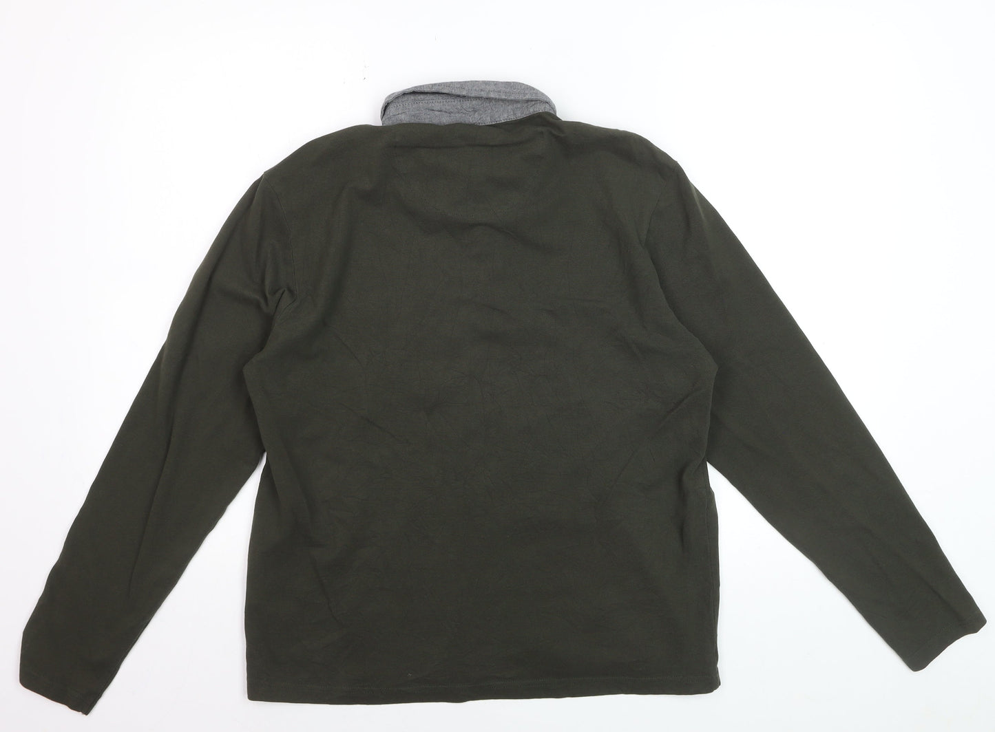 Brave Soul Men's Green Long Sleeve Collared Polo Shirt Size M