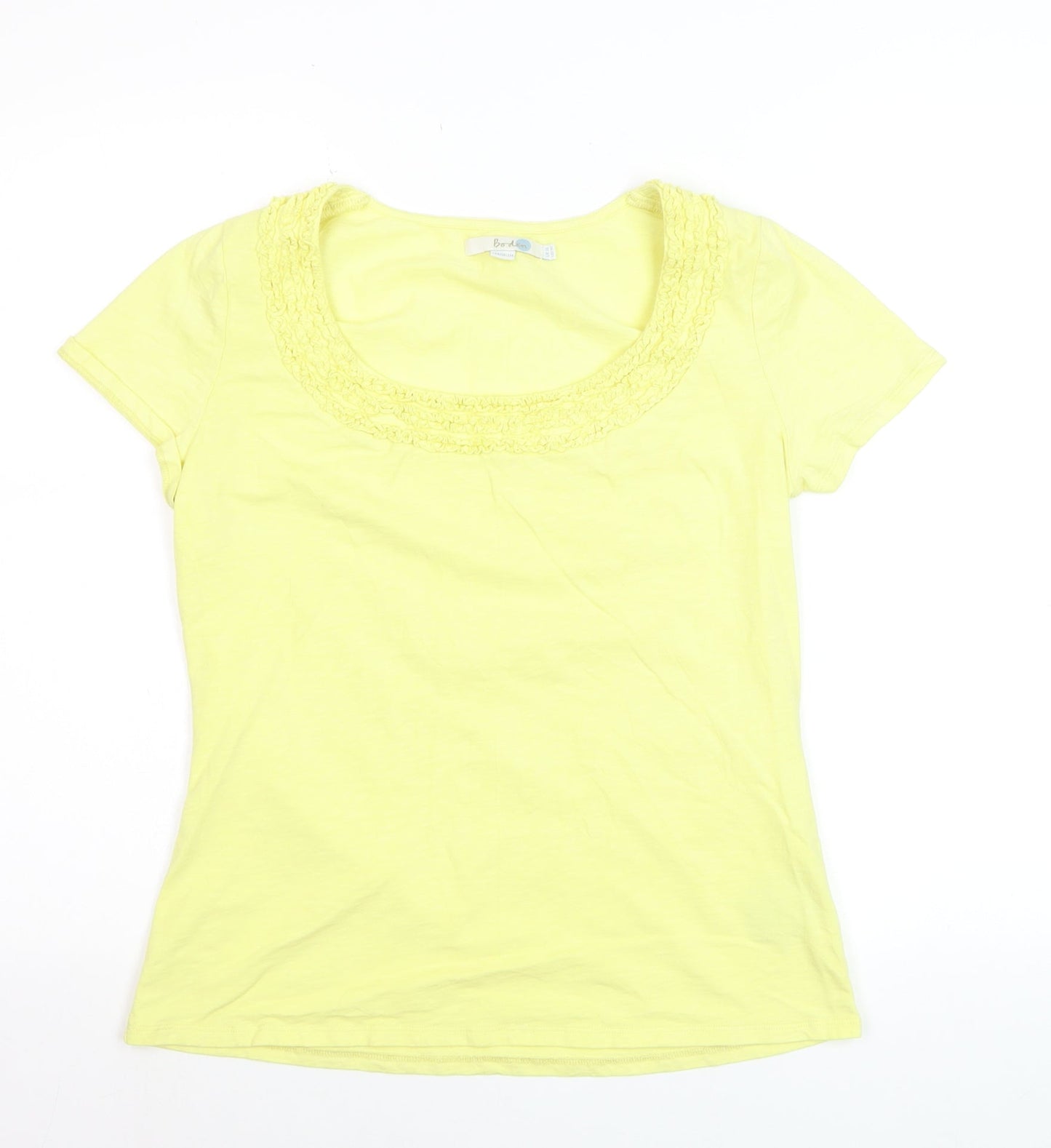 Boden Women's Yellow Scoop Neck Short Sleeve Cotton T-Shirt Size 14