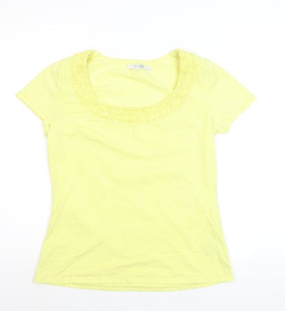 Boden Women's Yellow Scoop Neck Short Sleeve Cotton T-Shirt Size 14