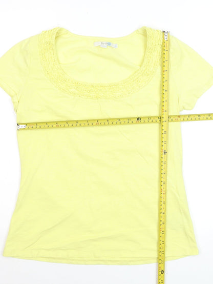 Boden Women's Yellow Scoop Neck Short Sleeve Cotton T-Shirt Size 14