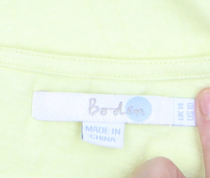 Boden Women's Yellow Scoop Neck Short Sleeve Cotton T-Shirt Size 14