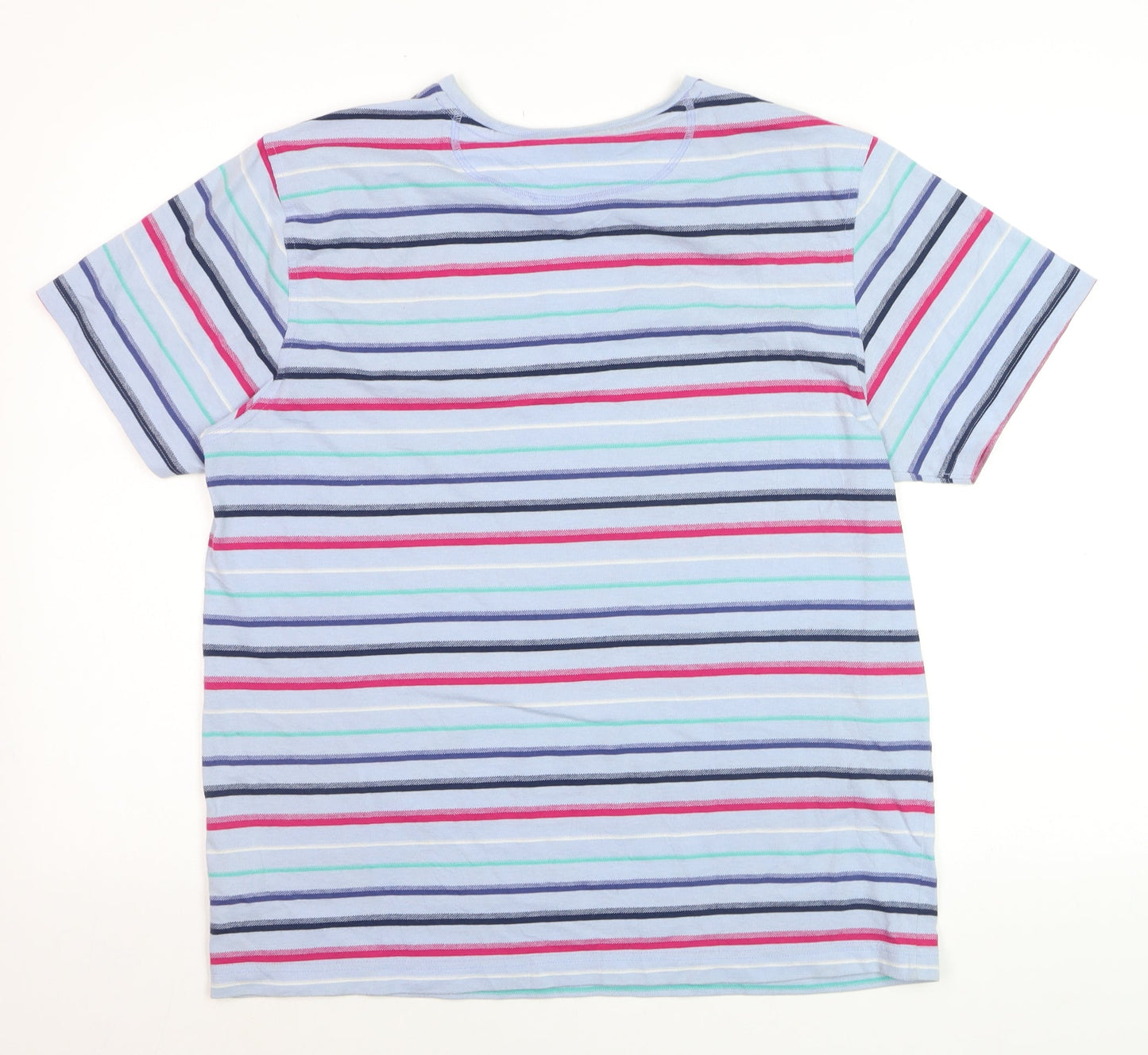 Lincoln Men's Multicoloured Striped Cotton Blend Crew Neck T-Shirt Large