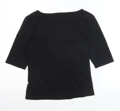 Hell Bunny Womens Black 3/4 Sleeve Cotton Elastane Basic Blouse UK 12