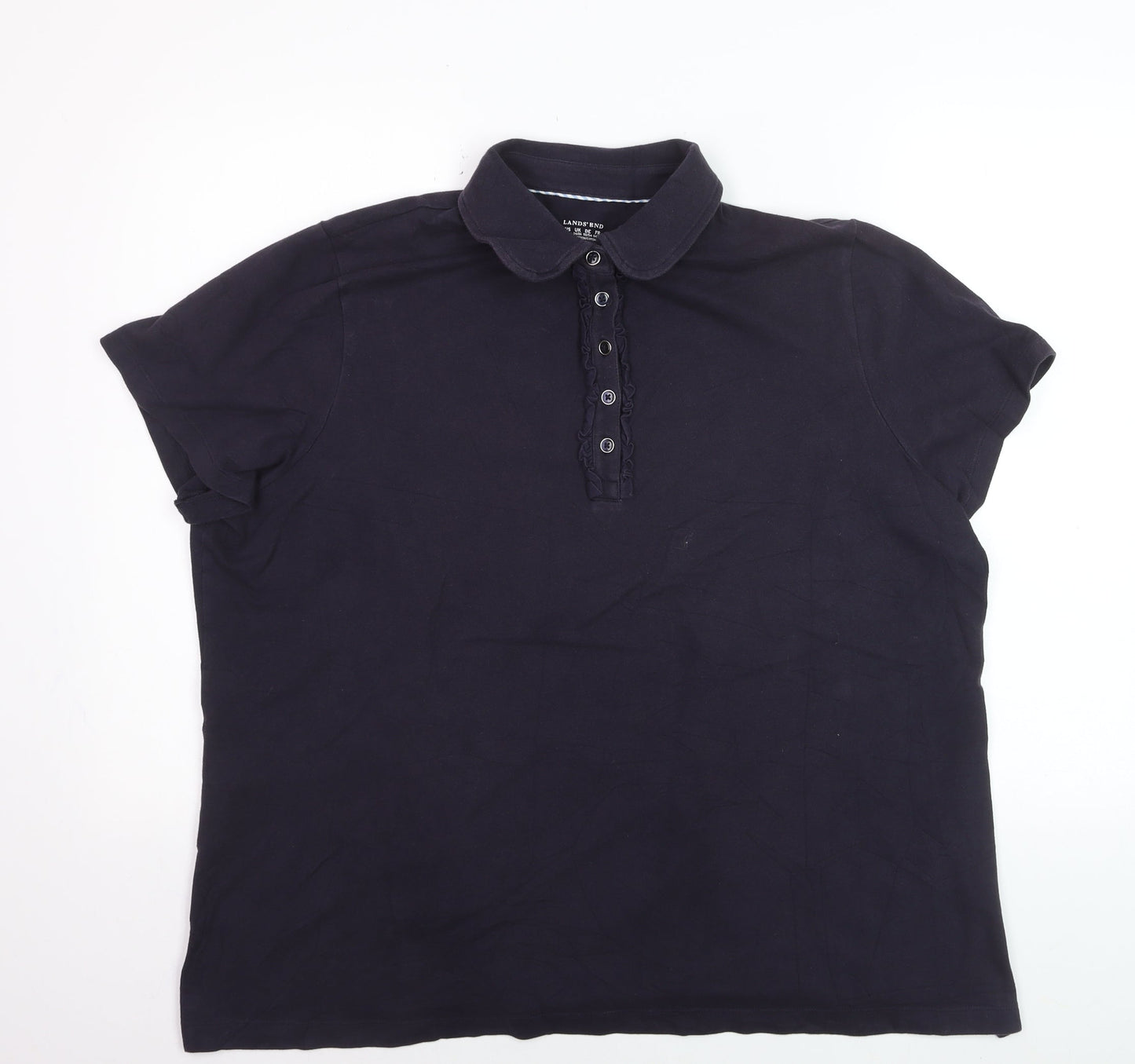 Lands’ End Men’s Black 2XL Polo Shirt Short Sleeve Cotton Stretch
