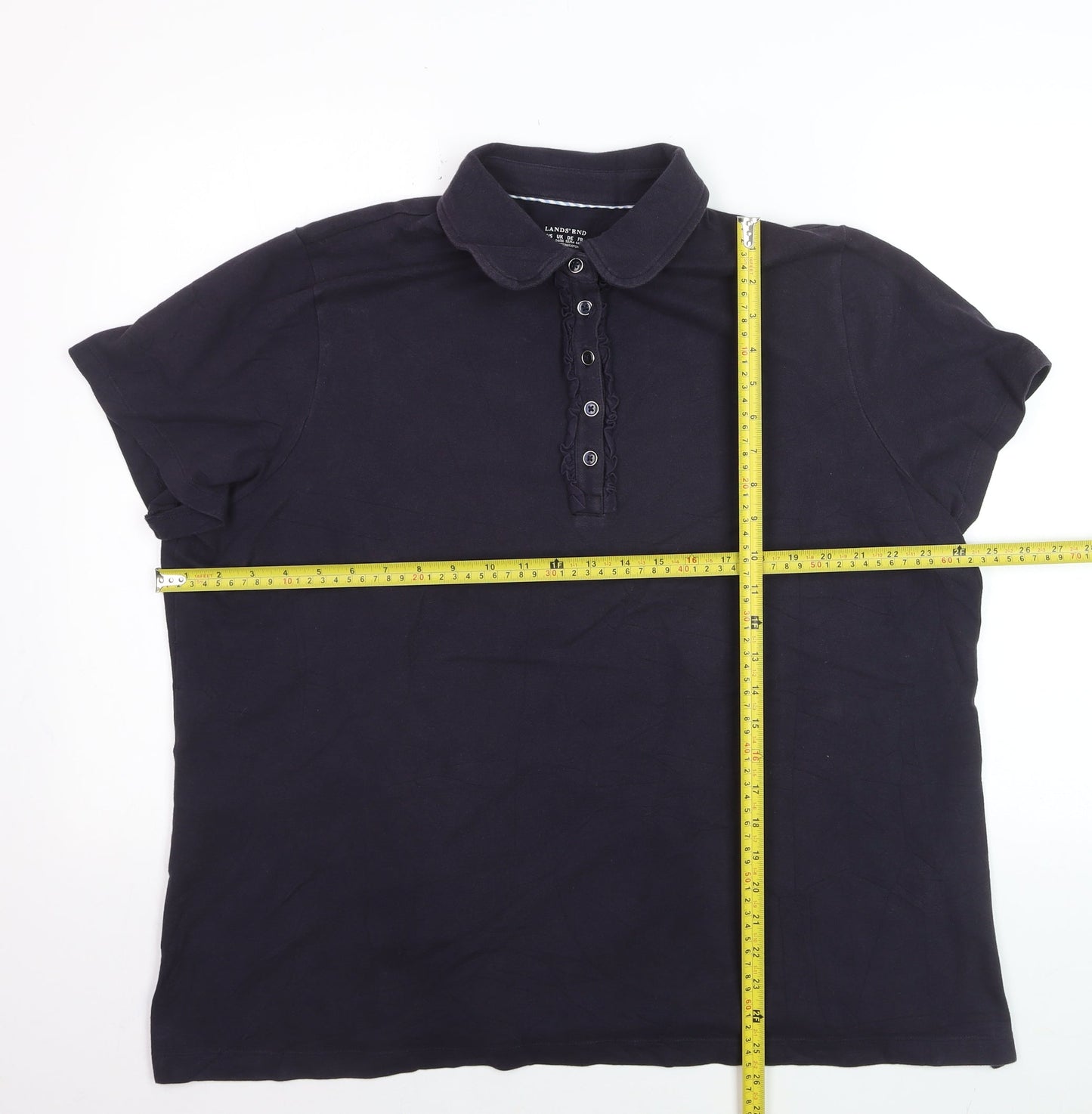 Lands’ End Men’s Black 2XL Polo Shirt Short Sleeve Cotton Stretch
