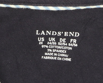 Lands’ End Men’s Black 2XL Polo Shirt Short Sleeve Cotton Stretch