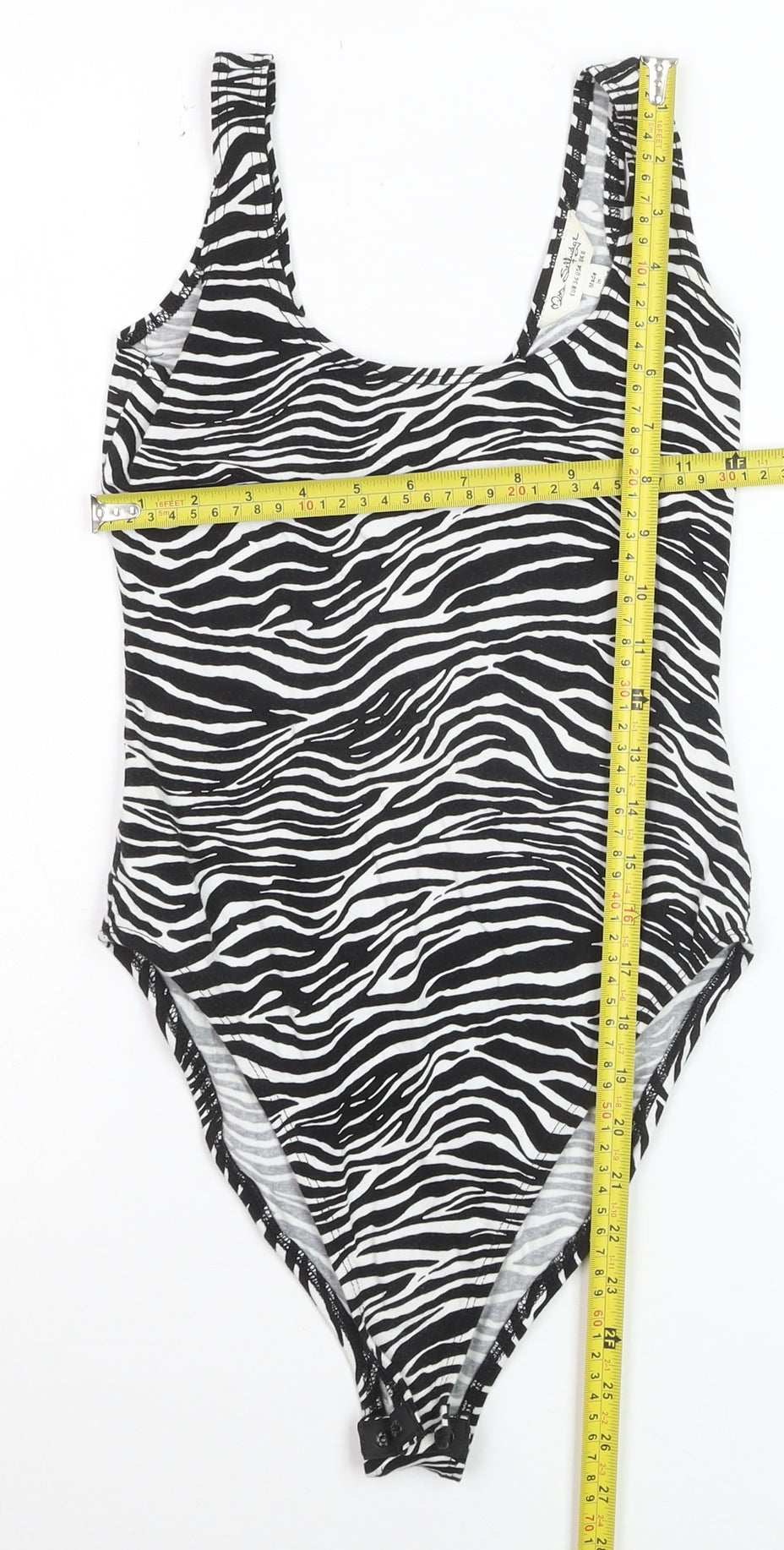 Miss Selfridge Women's Black Zebra Print Bodysuit UK 8