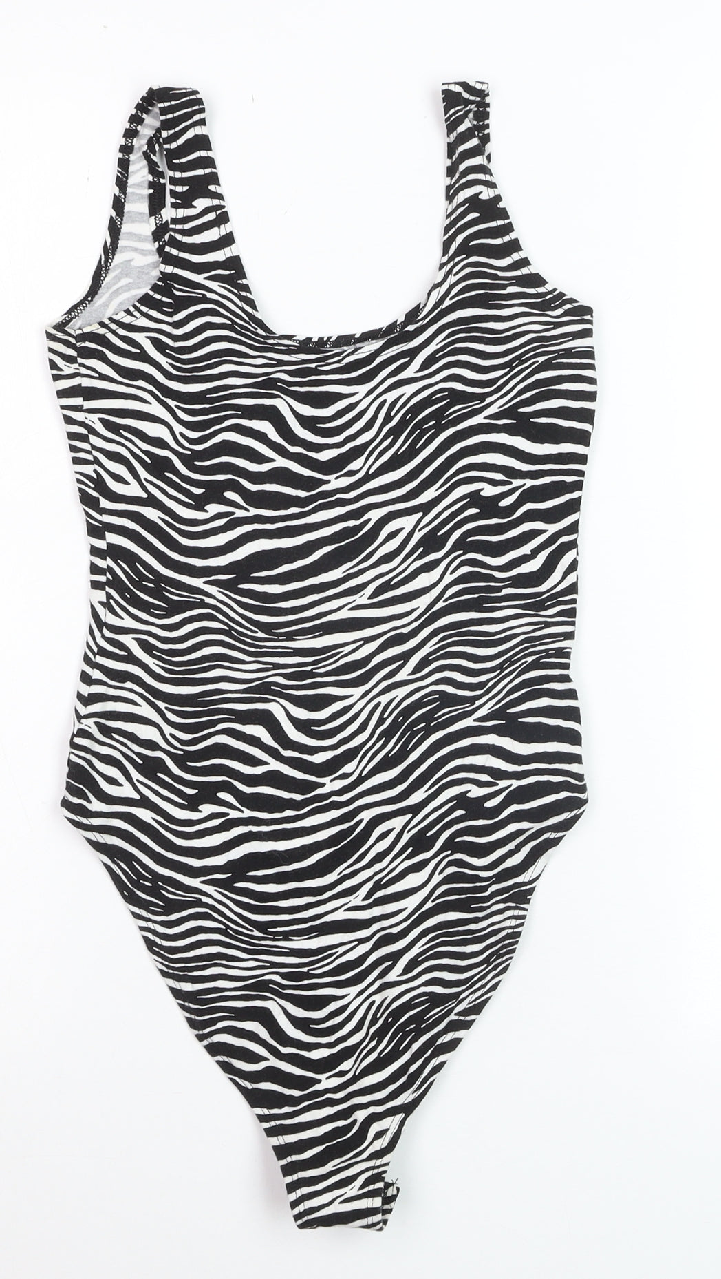 Miss Selfridge Women's Black Zebra Print Bodysuit UK 8