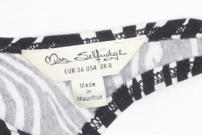 Miss Selfridge Women's Black Zebra Print Bodysuit UK 8