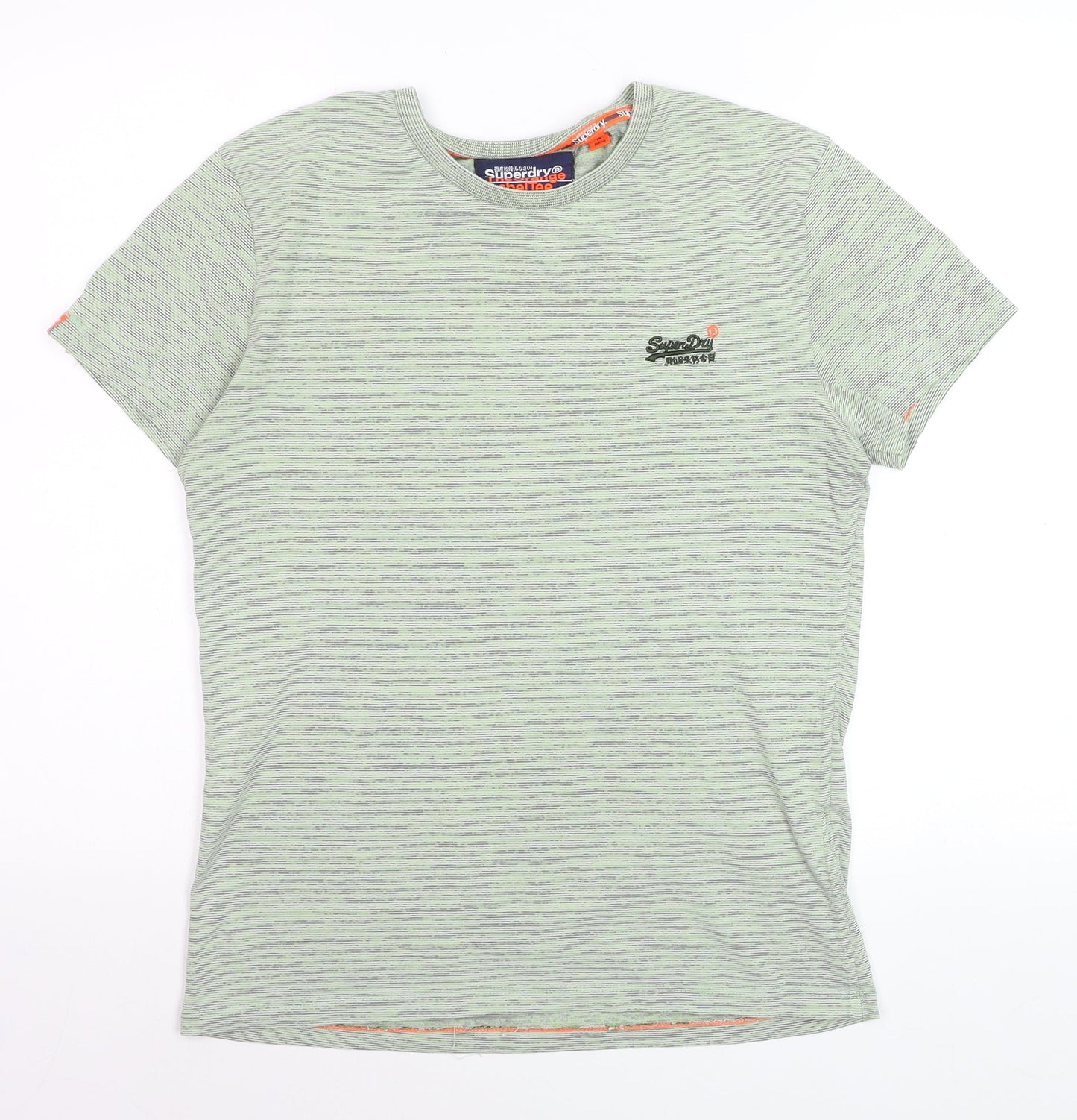 Superdry Men's Green Crew Neck The Orange Label Tee Medium Cotton Blend