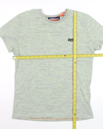 Superdry Men's Green Crew Neck The Orange Label Tee Medium Cotton Blend