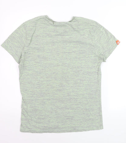 Superdry Men's Green Crew Neck The Orange Label Tee Medium Cotton Blend