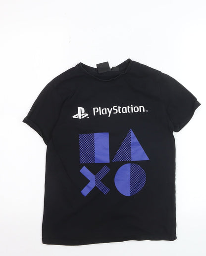 Primark Boys Black PlayStation T-Shirt 9-10 Years Short Sleeve Graphic