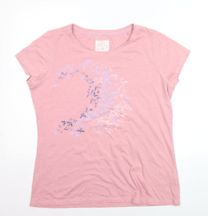 Fat Face Women's Pink Butterfly Print Cotton T-Shirt Size 18