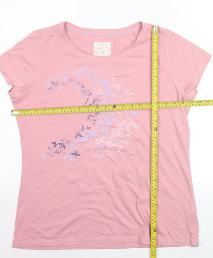 Fat Face Women's Pink Butterfly Print Cotton T-Shirt Size 18