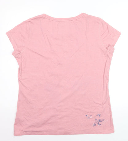 Fat Face Women's Pink Butterfly Print Cotton T-Shirt Size 18