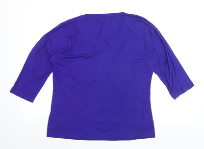 L.K. Bennett Women's Purple 3/4 Sleeve Jersey Top Size L